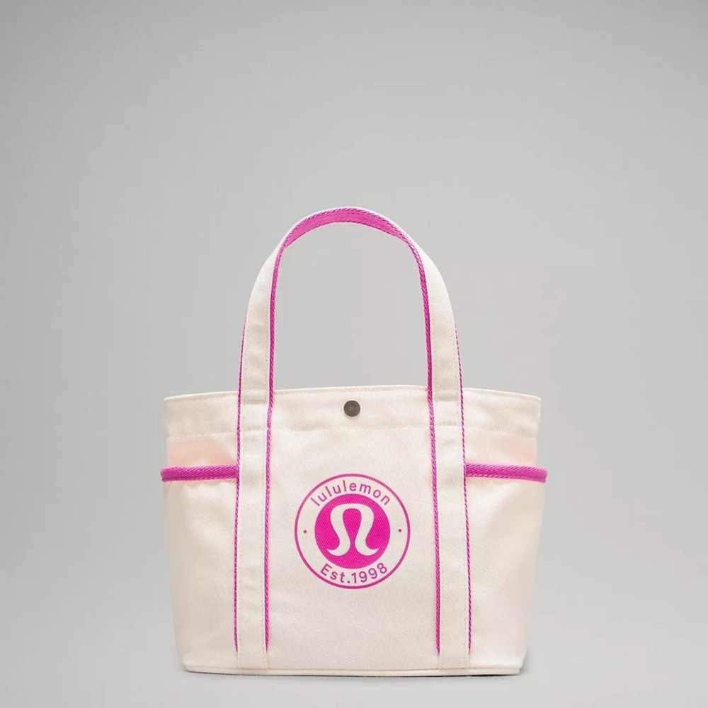 Lululemon Daily Multi-Pocket Mini Canvas Tote Bag 6.5L- Natural/Pow Pink Tone